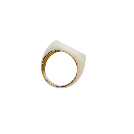 ring metallic with white smalto